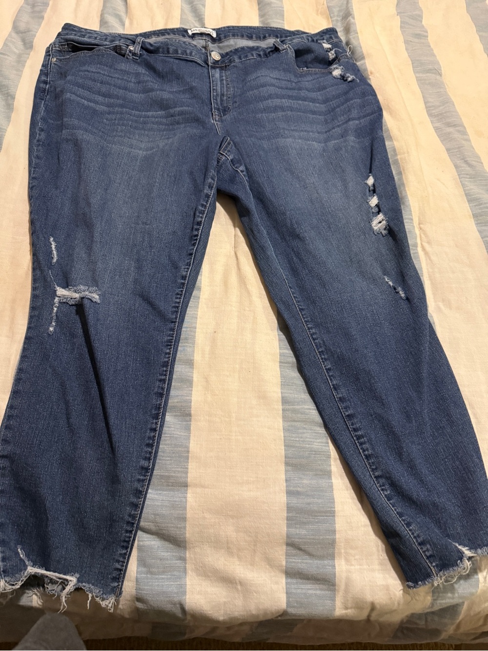 Women's Distressed Blue Jeans - Classic Mid Wash 26w meri and Skye